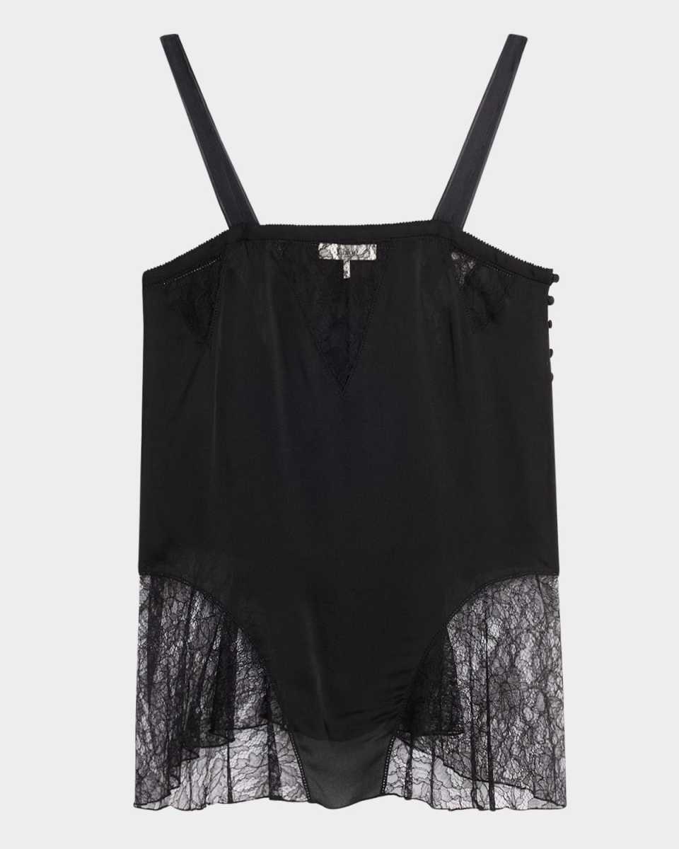 Lace-Inset Silk Cami